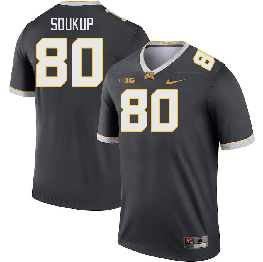 Men #80 Alan Soukup Minnesota Golden Gophers College Football Jerseys Stitched-Charcoal